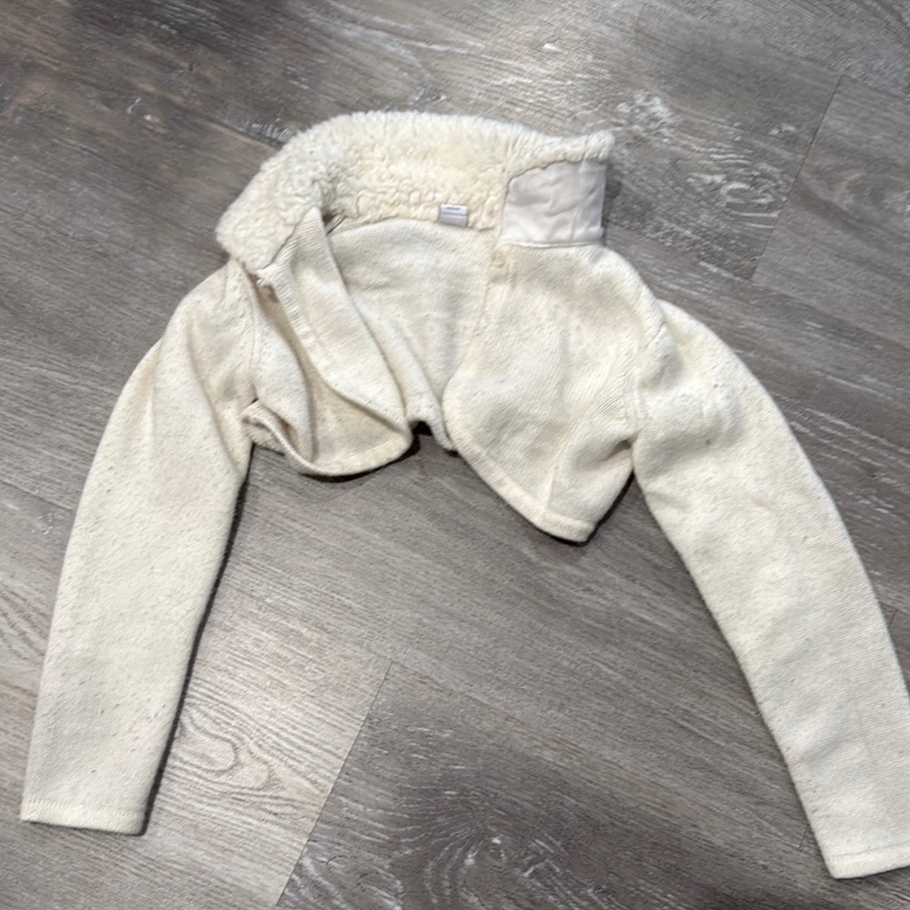 Janie and Jack White cotton Sweater with faux fur collar